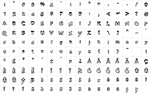 Unsight Regular  glyph index