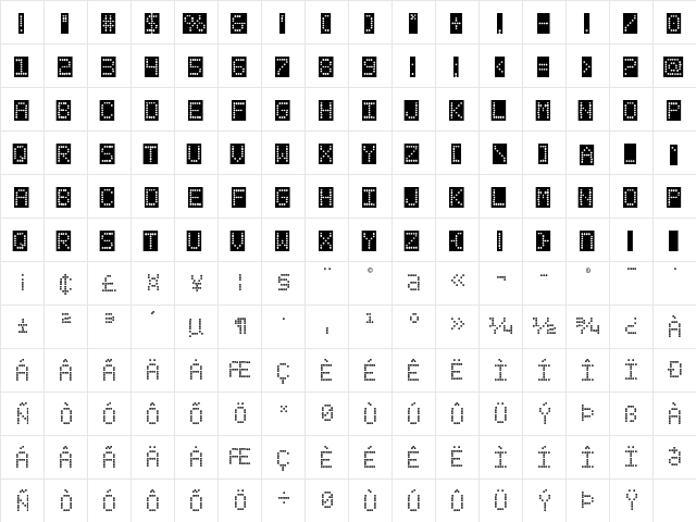 Fanfare Ticker Background Regular  glyph index