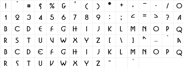 Omnibus Normal  glyph index