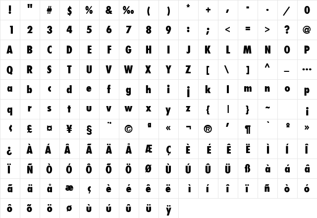 KudosCondSSK SemiBold  glyph index