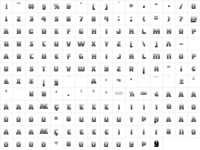 Rogue Hero Gradient Regular  glyph index