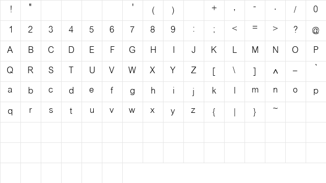JG Mende Regular  glyph index