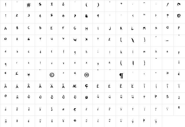 Pillowbiter Normal  glyph index