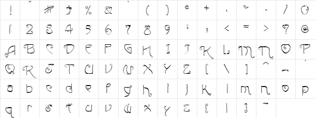 PC QT Outline Regular  glyph index