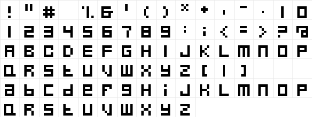 FiveBits Regular  glyph index