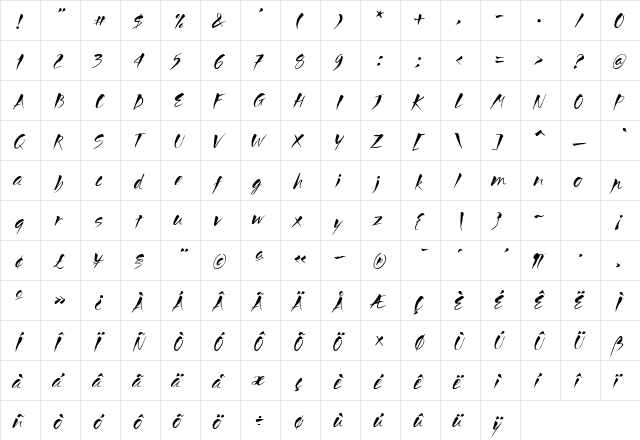 DuMifu Regular  glyph index
