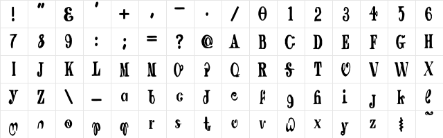 Dragging Canoe Regular  glyph index