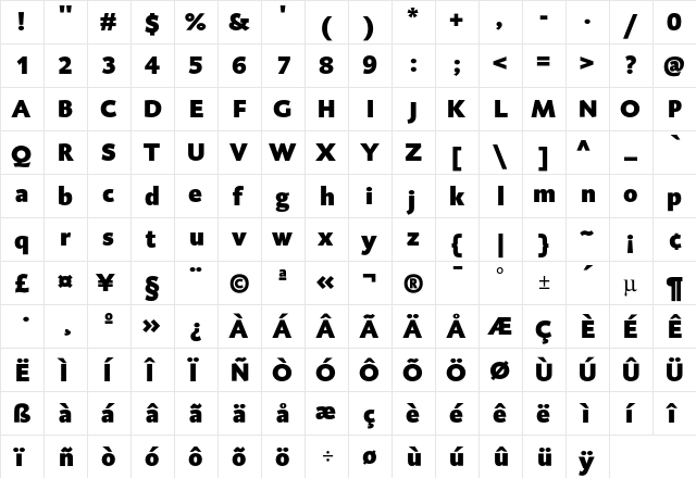 DTLCaspariT Black  glyph index