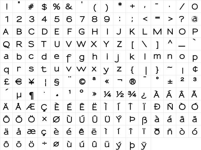 Sansumi-ExtraBold Regular  glyph index