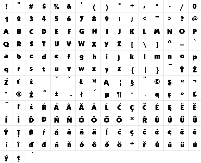 KabelItcTEEUlt Regular  glyph index