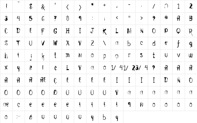 Vtks Entulho Regular  glyph index
