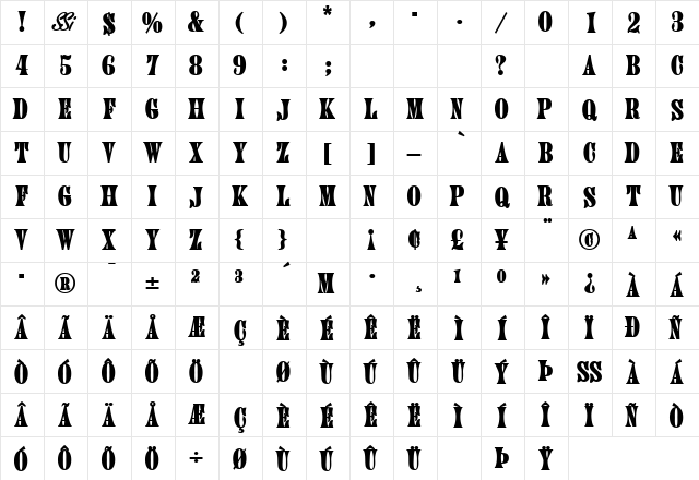 HubbubCapsSSK Bold  glyph index