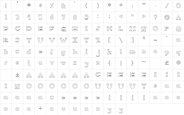 NORTHCLIFF Stroke  glyph index