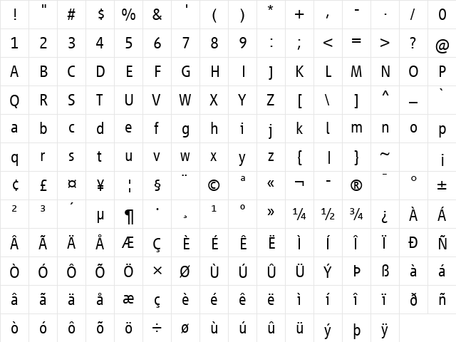 Vialog LT Com Light  glyph index