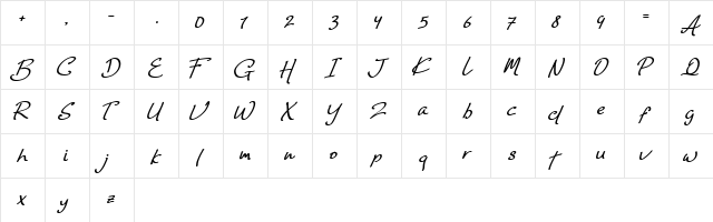 Rosewind Regular  glyph index