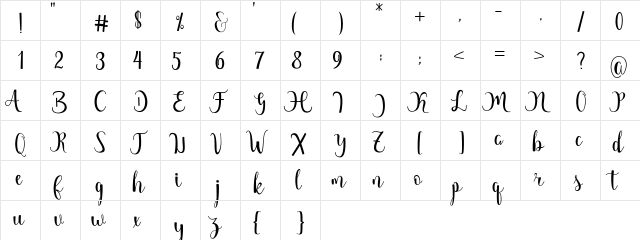 Margarita Free Regular  glyph index