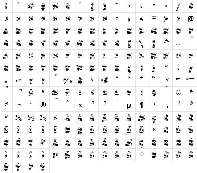 a_CampusMrUp Bold  glyph index