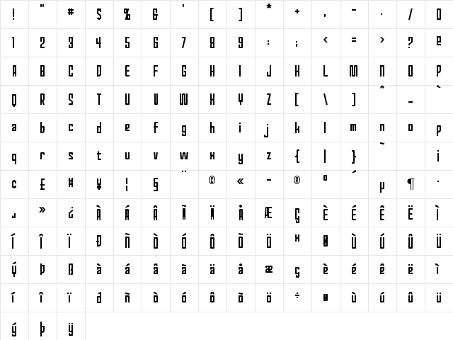 Red World Regular  glyph index