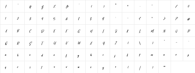 Harvest Barn DEMO Regular  glyph index