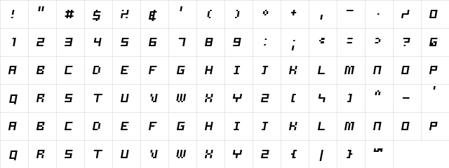 Samson Oblique Regular  glyph index