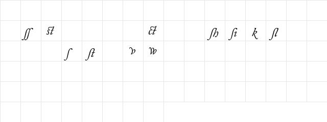 CaslonAlternateSSK Italic  glyph index