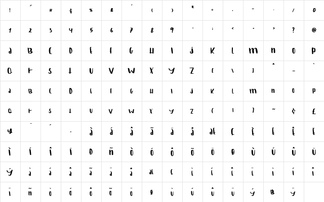 VEGAN FOOD Regular  glyph index