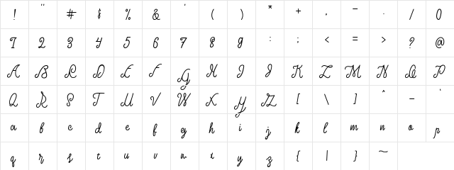 Larquette Typeface Regular  glyph index