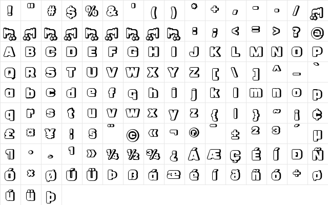Fontanero Bevel  glyph index