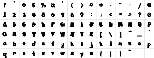 DJ Dark Daze Regular  glyph index