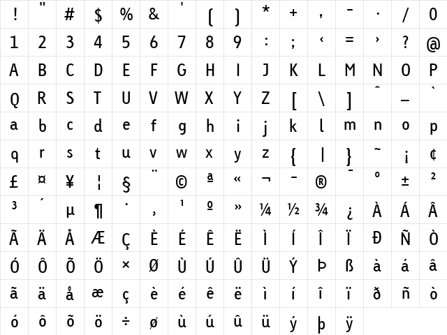 LTTetria RegularTab Regular  glyph index