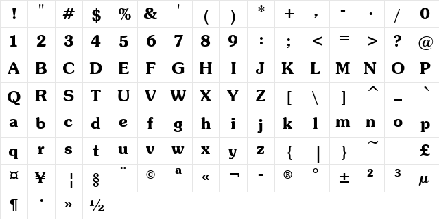 SouvenirGreek Lt BT Demi  glyph index