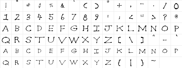 Dancingbaby Regular  glyph index