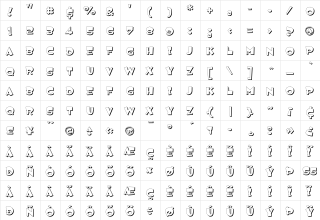 Jemima Shadow  glyph index