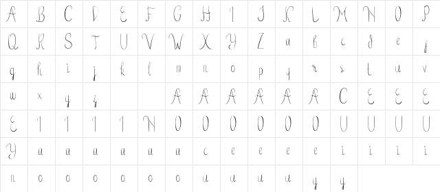 Birdella Demo Regular  glyph index