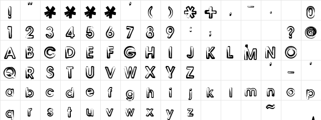 Nediya Sprint Regular  glyph index