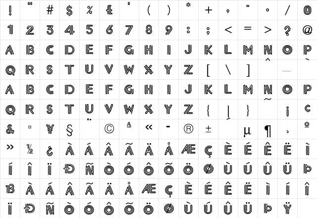 Elektron Regular  glyph index