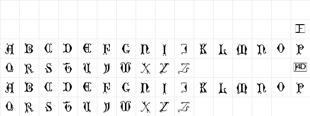 Curled Serif Normal  glyph index