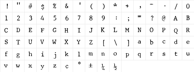 01196d2 Regular  glyph index