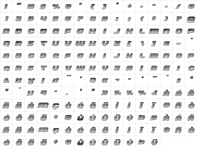 Front Runner Chrome Italic Italic  glyph index