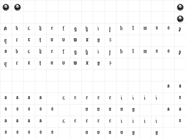Century Manero Regular  glyph index