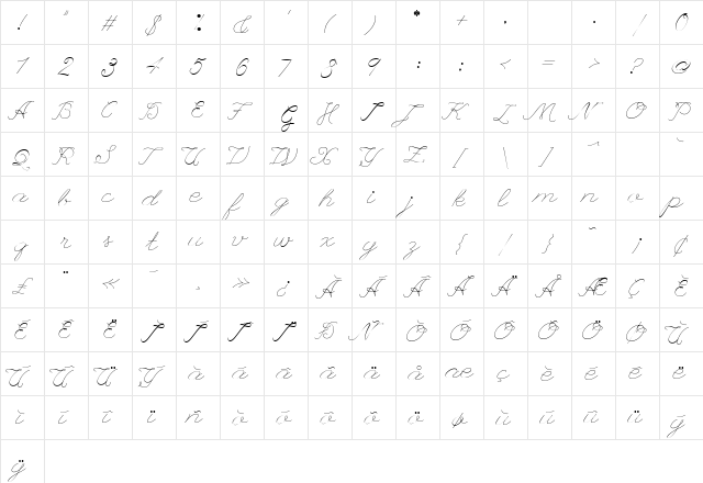 League Script League Script  glyph index