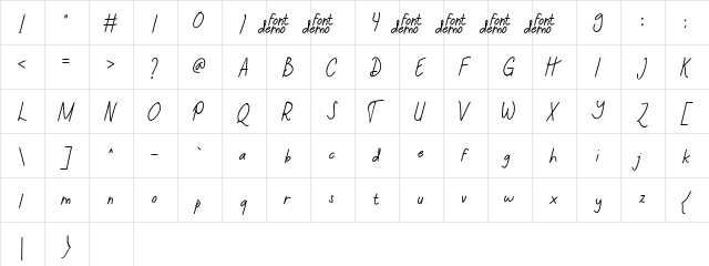 Queque Regular  glyph index