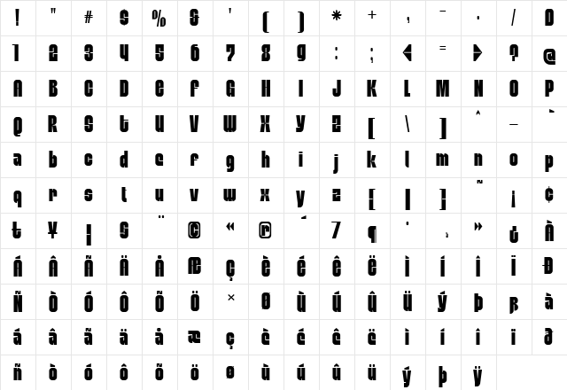 MobleySans Regular  glyph index
