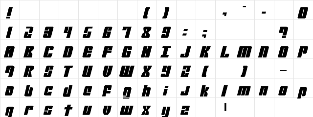 Mobile Infantry Regular  glyph index