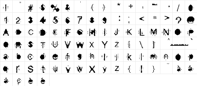 ParasiteHeaven Regular  glyph index