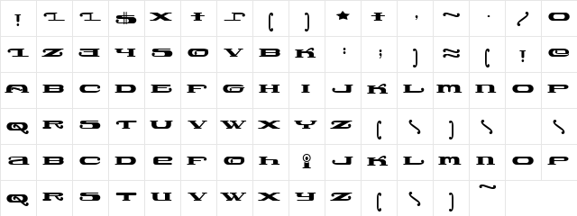 Ham Burger Regular  glyph index