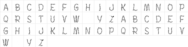 Judy's Garland Regular  glyph index