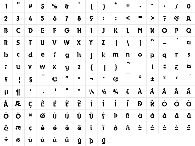 URWDyanaSteAltDMed Regular  glyph index