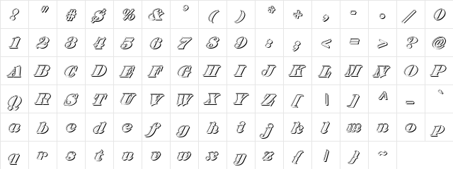 Fictive15 Regular  glyph index
