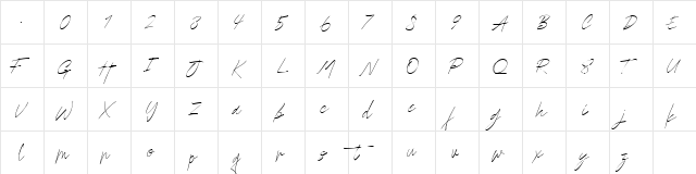 Godwit Signature DEMO Light Regular  glyph index
